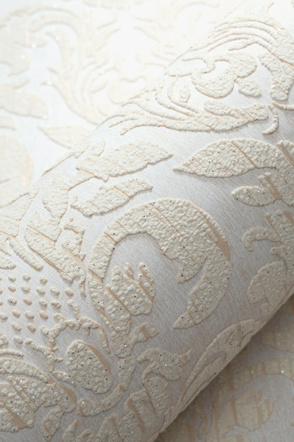 VEER DECOR Sculpted Damask Wallpaper Damask Traditional beige  Wallpaper - VRMB402-1060