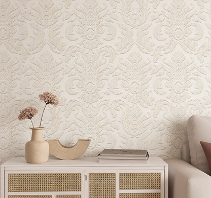 VEER DECOR Sculpted Damask Wallpaper Damask Traditional beige  Wallpaper - VRMB402-1060