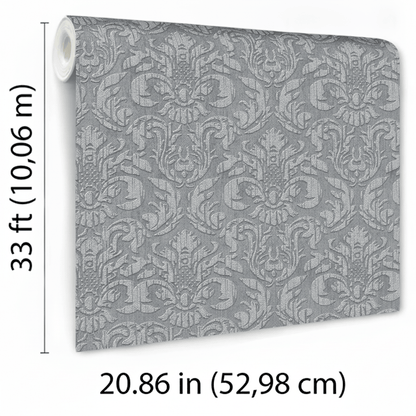 VEER DECOR Sculpted Damask Wallpaper Damask Traditional anthracite  Wallpaper - VRMB447-1060