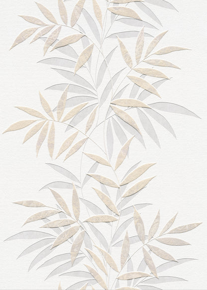 VEER DECOR Raised Bamboo Leaf Wallpaper  Tropical; Botanical Transitional beige  Wallpaper - VRMB702-1060