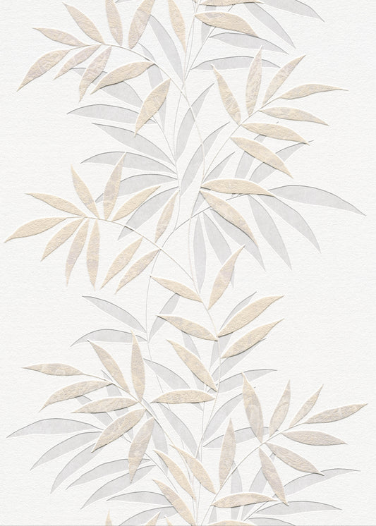 VEER DECOR Raised Bamboo Leaf Wallpaper  Tropical; Botanical Transitional beige  Wallpaper - VRMB702-1060