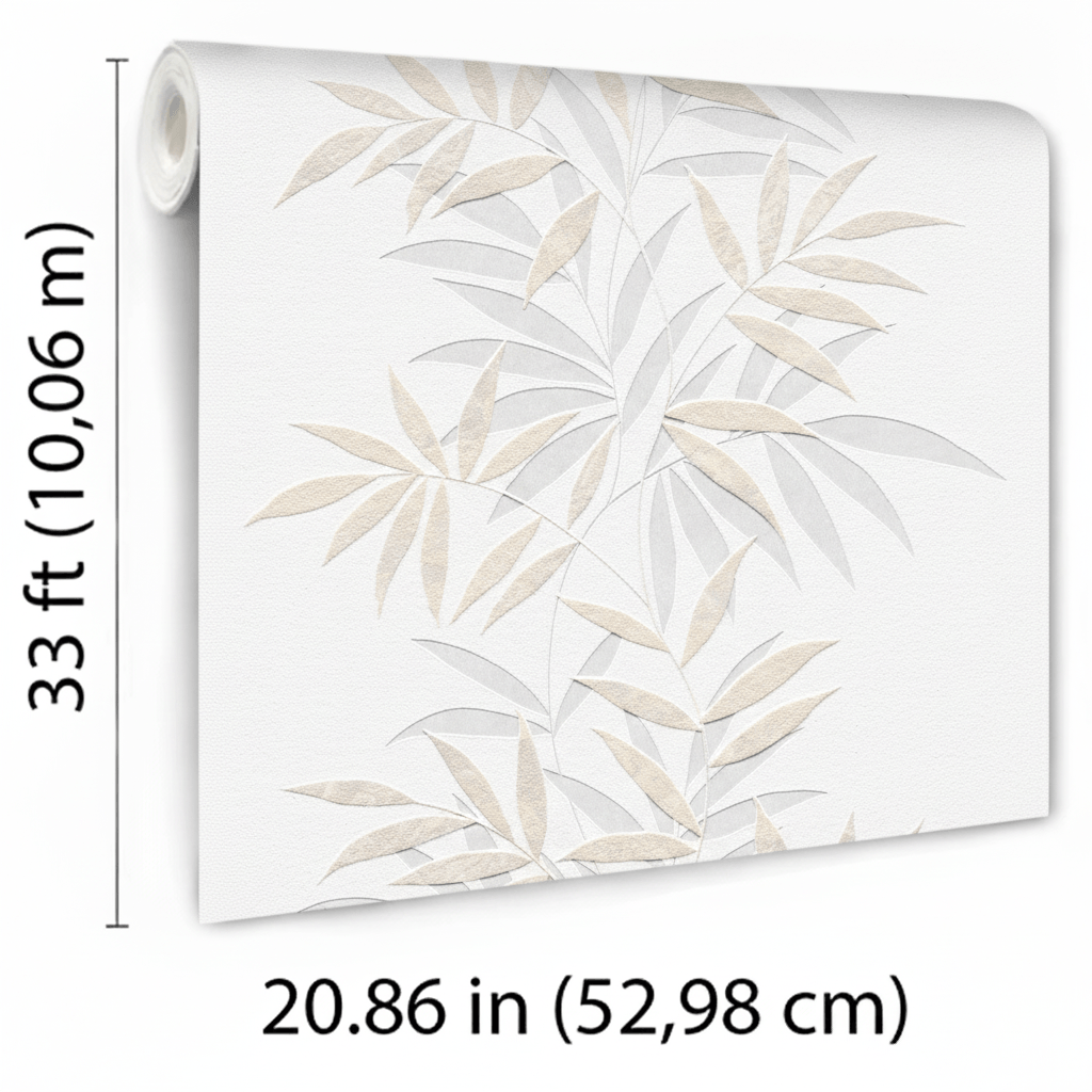 VEER DECOR Raised Bamboo Leaf Wallpaper  Tropical; Botanical Transitional beige  Wallpaper - VRMB702-1060