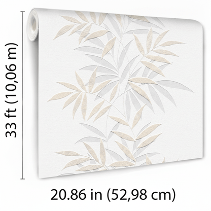 VEER DECOR Raised Bamboo Leaf Wallpaper  Tropical; Botanical Transitional beige  Wallpaper - VRMB702-1060