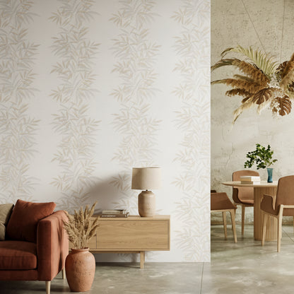 VEER DECOR Raised Bamboo Leaf Wallpaper  Tropical; Botanical Transitional beige  Wallpaper - VRMB702-1060