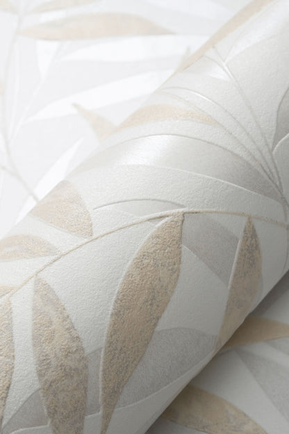 VEER DECOR Raised Bamboo Leaf Wallpaper  Tropical; Botanical Transitional beige  Wallpaper - VRMB702-1060