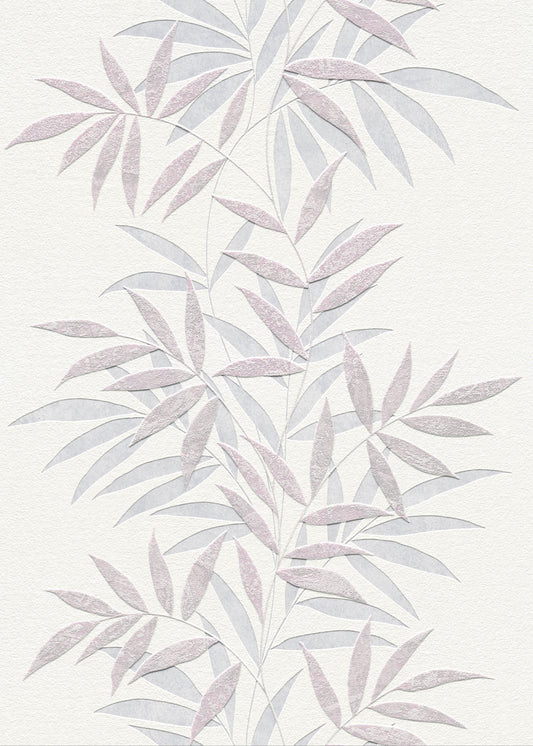 VEER DECOR Raised Bamboo Leaf Wallpaper  Tropical; Botanical Transitional pink  Wallpaper - VRMB705-1060