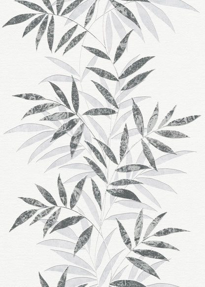 VEER DECOR Raised Bamboo Leaf Wallpaper  Tropical; Botanical Transitional black  Wallpaper - VRMB715-1060