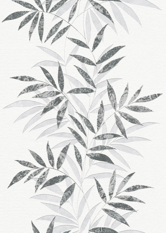 VEER DECOR Raised Bamboo Leaf Wallpaper  Tropical; Botanical Transitional black  Wallpaper - VRMB715-1060