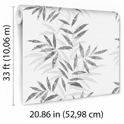 VEER DECOR Raised Bamboo Leaf Wallpaper  Tropical; Botanical Transitional black  Wallpaper - VRMB715-1060