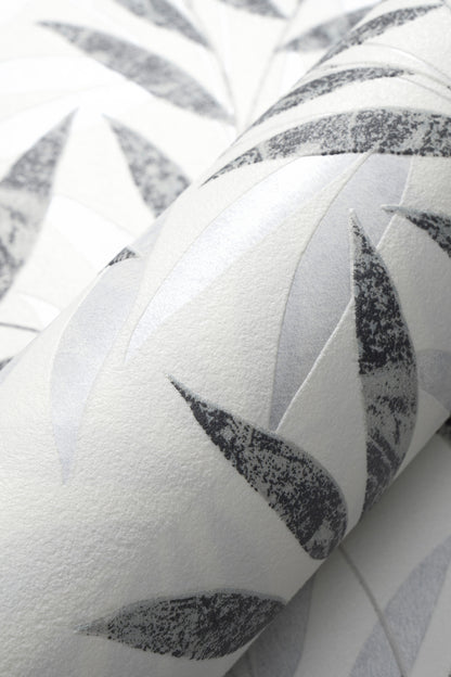 VEER DECOR Raised Bamboo Leaf Wallpaper  Tropical; Botanical Transitional black  Wallpaper - VRMB715-1060