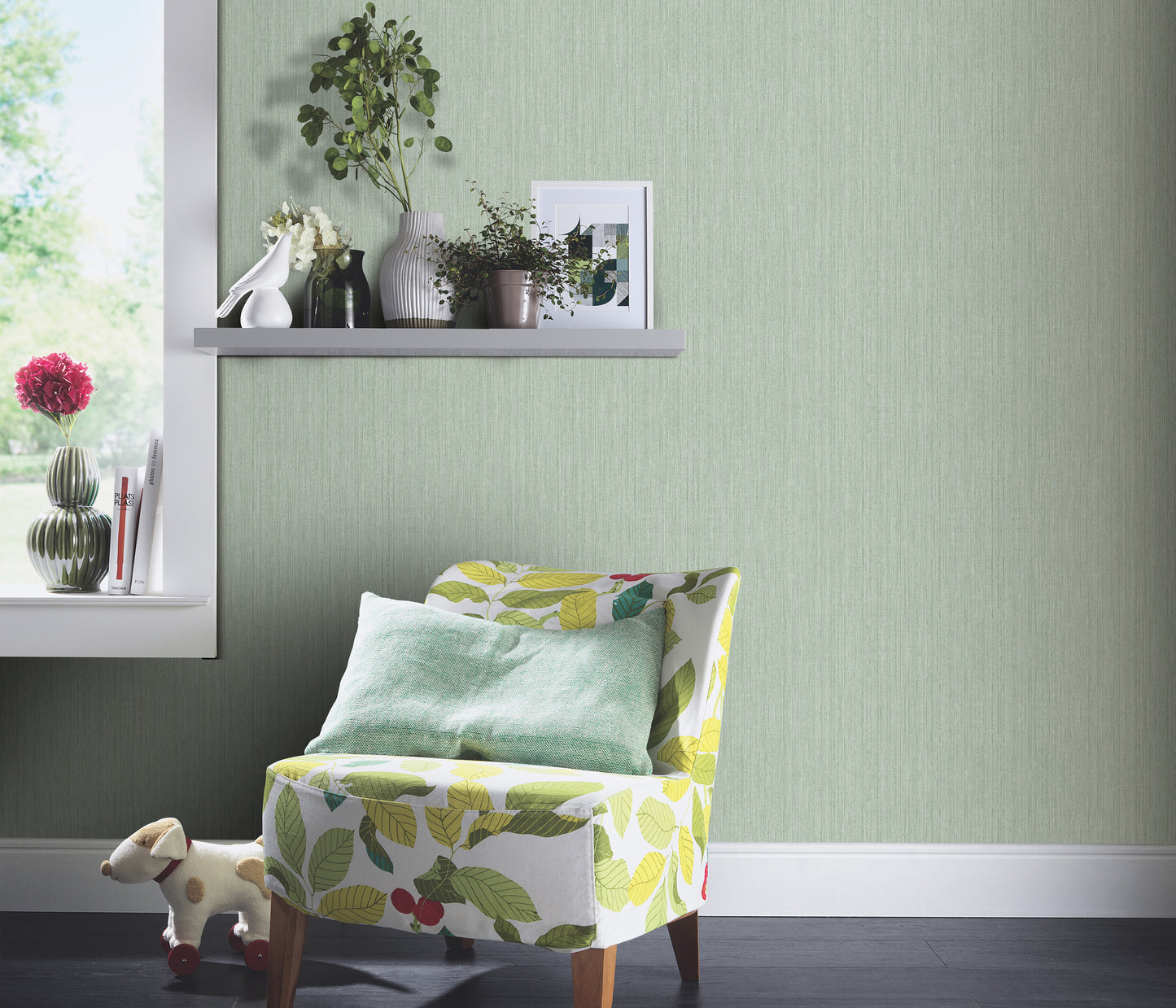 VEER DECOR Fine Vertical Linen Texture Wallpaper Texture Transitional green  Wallpaper - VRPH007-1059