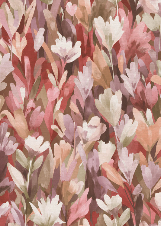 VEER DECOR Sylvan Blooms Wallpaper Floral Transitional red  Wallpaper - VRPH606-1058