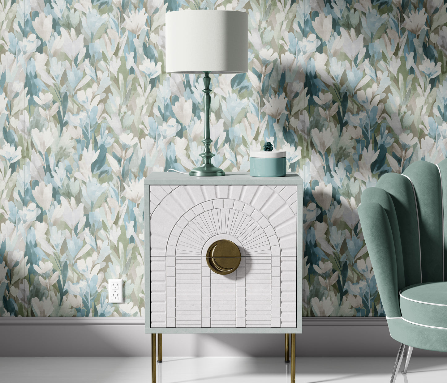 VEER DECOR Sylvan Blooms Wallpaper Floral Transitional green  Wallpaper - VRPH607-1058