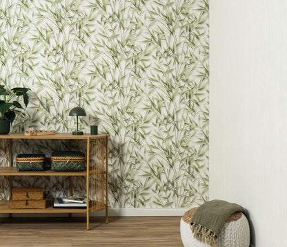 VEER DECOR Sylvan Bamboo Fronds Wallpaper Tropical; Botanical Transitional green  Wallpaper - VRPH707-1058