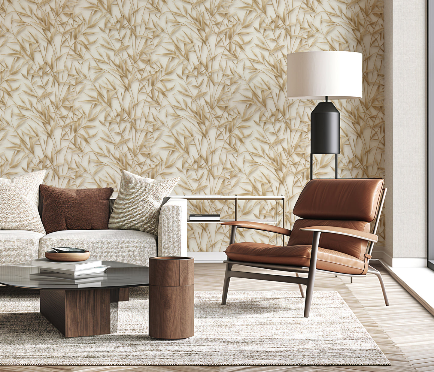 VEER DECOR Sylvan Bamboo Fronds Wallpaper Tropical; Botanical Transitional brown  Wallpaper - VRPH711-1058
