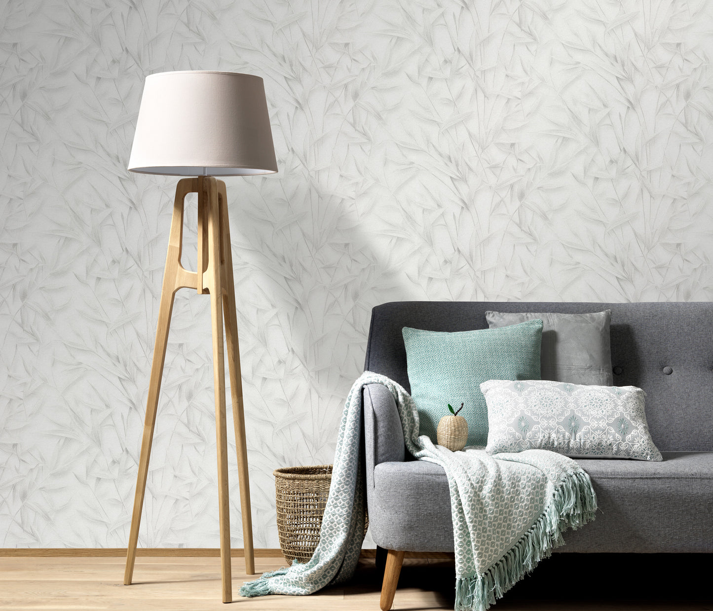 VEER DECOR Sylvan Bamboo Fronds Wallpaper Tropical; Botanical Transitional light grey  Wallpaper - VRPH731-1058