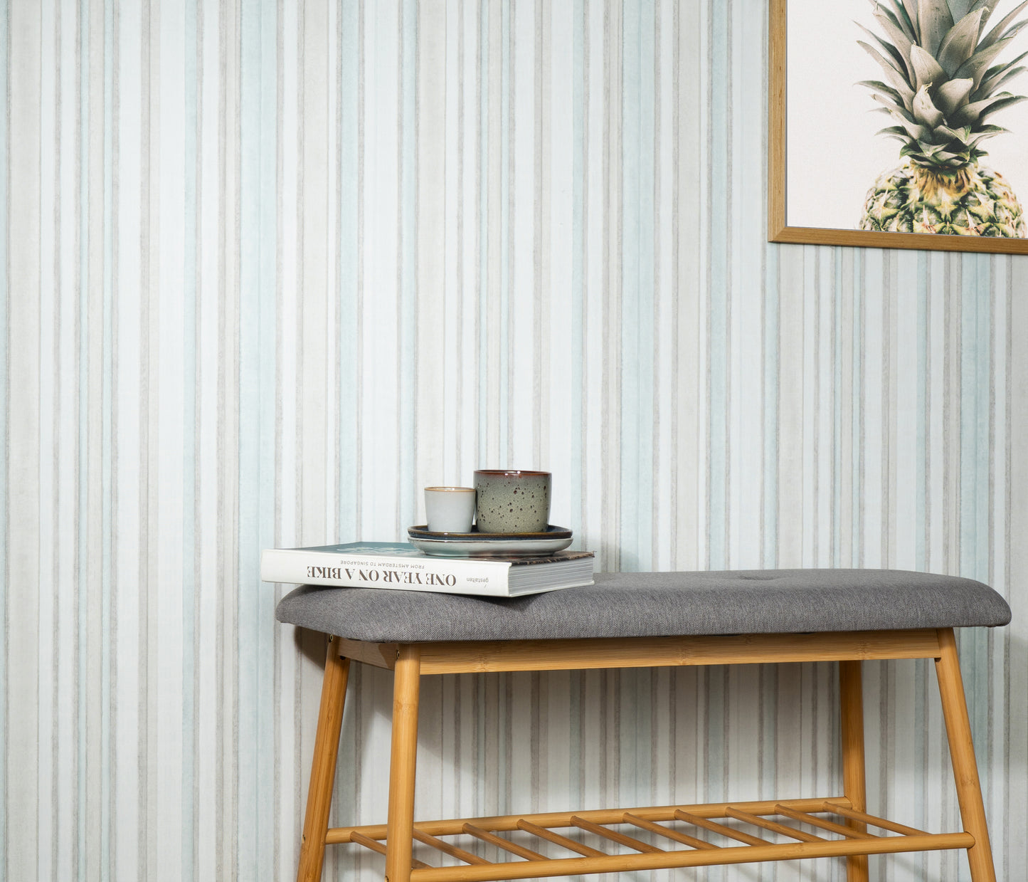 VEER DECOR Soft Watercolor Stripe Wallpaper Stripes Transitional petroleum  Wallpaper - VRPH819-1058