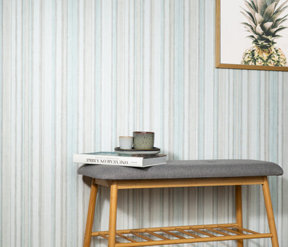 VEER DECOR Soft Watercolor Stripe Wallpaper Stripes Transitional petroleum  Wallpaper - VRPH819-1058