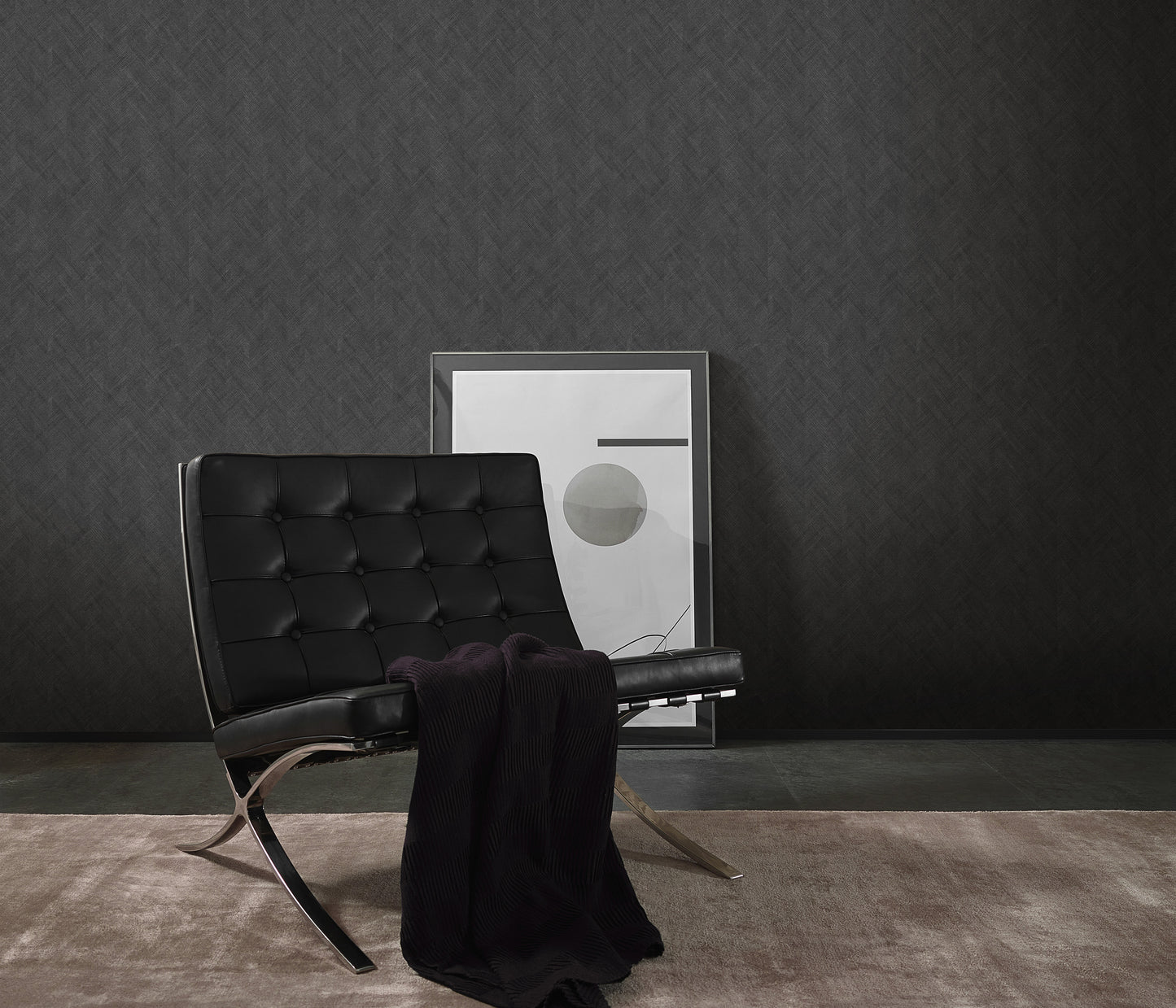 VEER DECOR Rythmic Chevron Stripe Wallpaper Chevron; Texture; Stripes Transitional anthracite  Wallpaper - VRPH947-1058