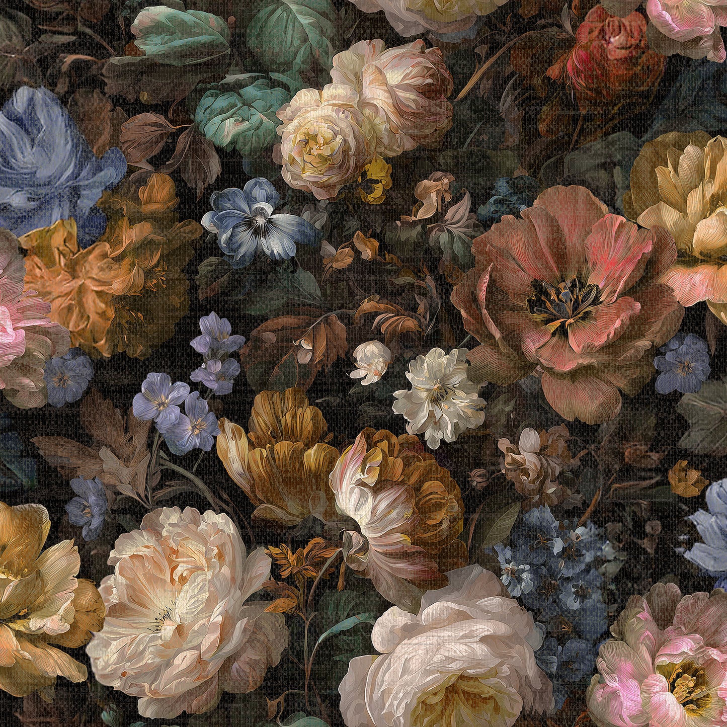 VEER DECOR Vintage Floral Yellow Peel & Stick Wallpaper Florals Transitional Multicolor, Orange, Yellow  Wallpaper - VRPS003-01