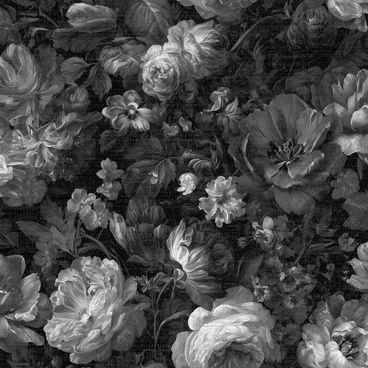 VEER DECOR Vintage Floral Black & White Peel & Stick Wallpaper Florals Transitional Black, White  Wallpaper - VRPS003-03