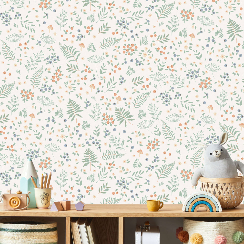 VEER DECOR Bramble & Bloom Blue Wallpaper Kids;,Nurseries Kids Rooms, Nurseries Blue  Wallpaper - VRSD01-66