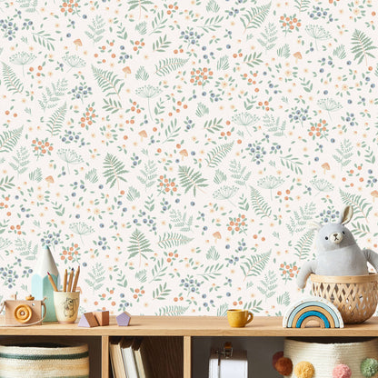VEER DECOR Bramble & Bloom Blue Wallpaper Kids;,Nurseries Kids Rooms, Nurseries Blue  Wallpaper - VRSD01-66