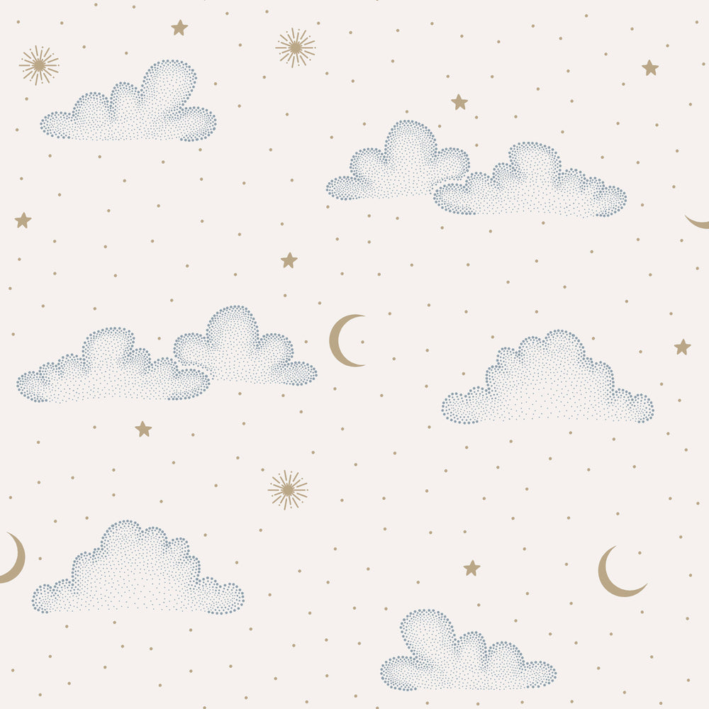 VEER DECOR Moonlit Mist White Wallpaper Kids;,Nurseries Kids Rooms, Nurseries White  Wallpaper - VRSD01-73