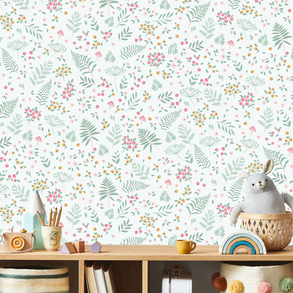 VEER DECOR Bramble & Bloom Pink Wallpaper Kids;,Nurseries Kids Rooms, Nurseries Pink  Wallpaper - VRSD03-66