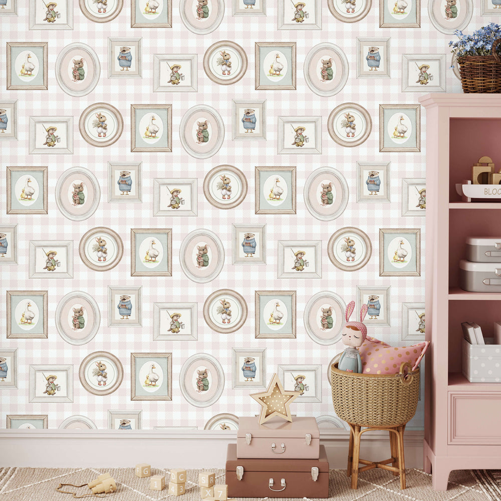 VEER DECOR Woodland Gallery Pink Wallpaper Kids;,Nurseries Kids Rooms, Nurseries Pink  Wallpaper - VRSD03-67