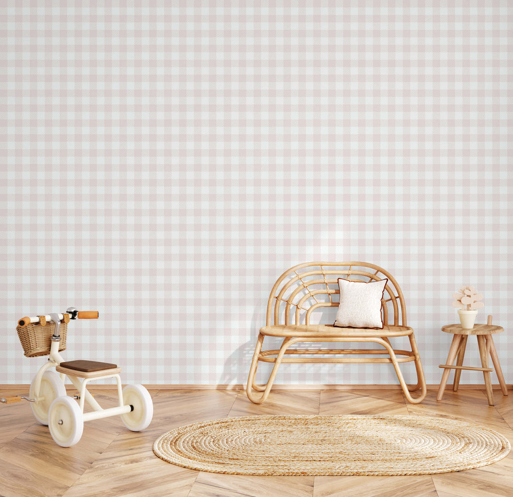 VEER DECOR Heritage Gingham Pink Wallpaper Kids;,Nurseries Kids Rooms, Nurseries Pink  Wallpaper - VRSD03-68