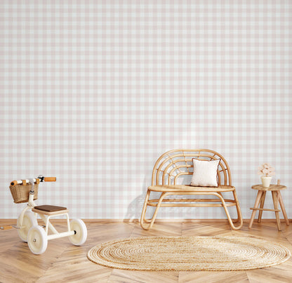VEER DECOR Heritage Gingham Pink Wallpaper Kids;,Nurseries Kids Rooms, Nurseries Pink  Wallpaper - VRSD03-68