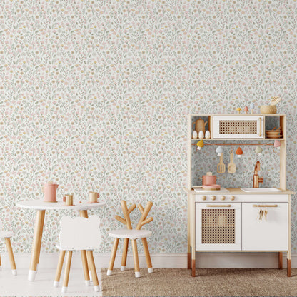 VEER DECOR Blushed Meadow Pink Pastel Wallpaper Kids;,Nurseries Kids Rooms, Nurseries Pink  Wallpaper - VRSD03-83