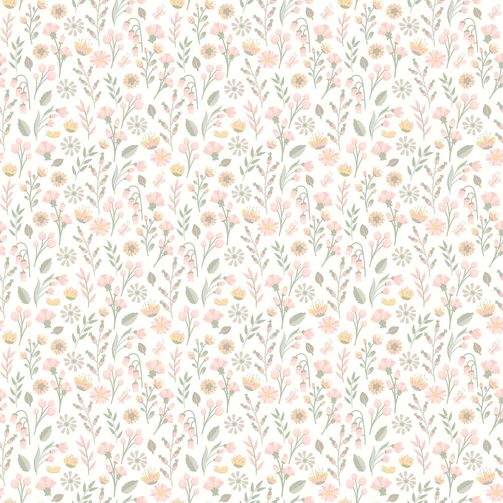 VEER DECOR Blushed Meadow Pink Pastel Wallpaper Kids;,Nurseries Kids Rooms, Nurseries Pink  Wallpaper - VRSD03-83