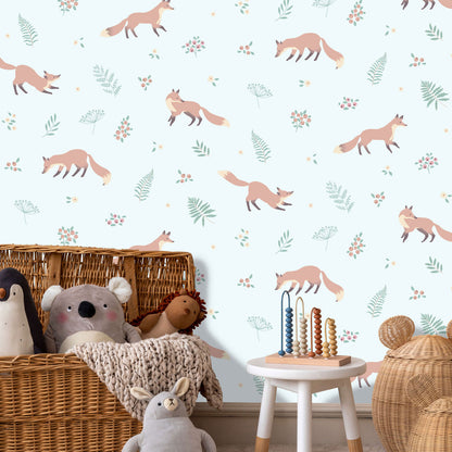 VEER DECOR Fox and Fern Green Wallpaper Kids;,Nurseries Kids Rooms, Nurseries Green  Wallpaper - VRSD04-64