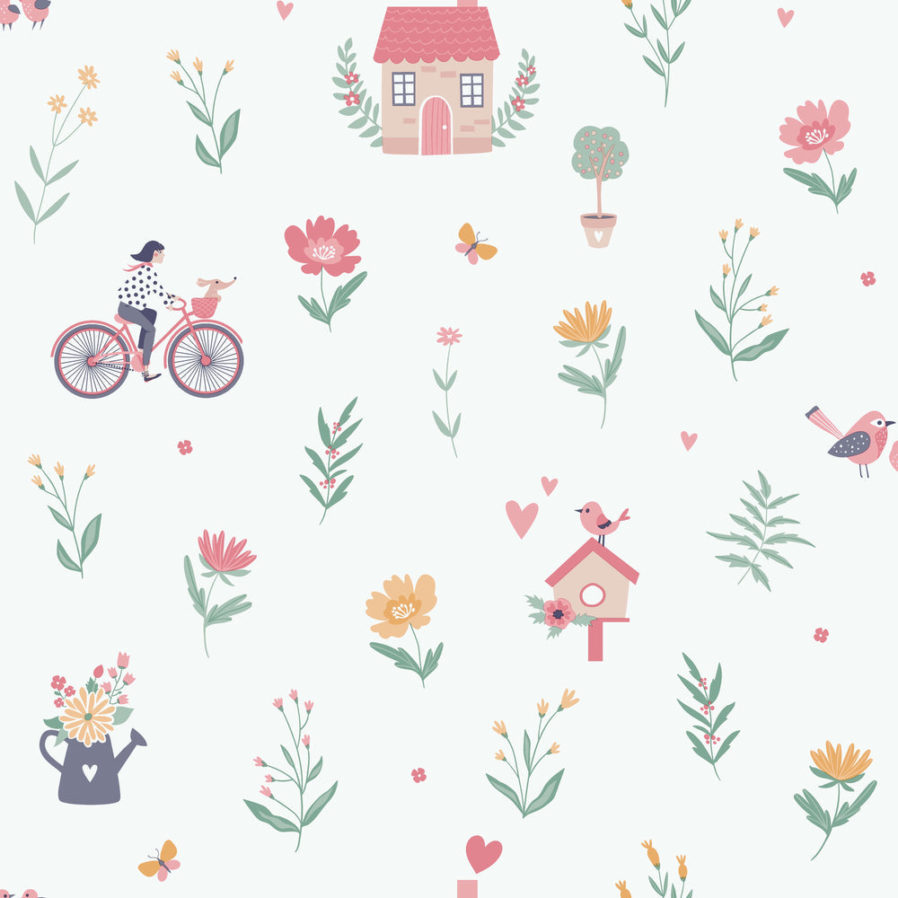 VEER DECOR Cottage Song Green Wallpaper Kids;,Nurseries Kids Rooms, Nurseries Green  Wallpaper - VRSD04-65