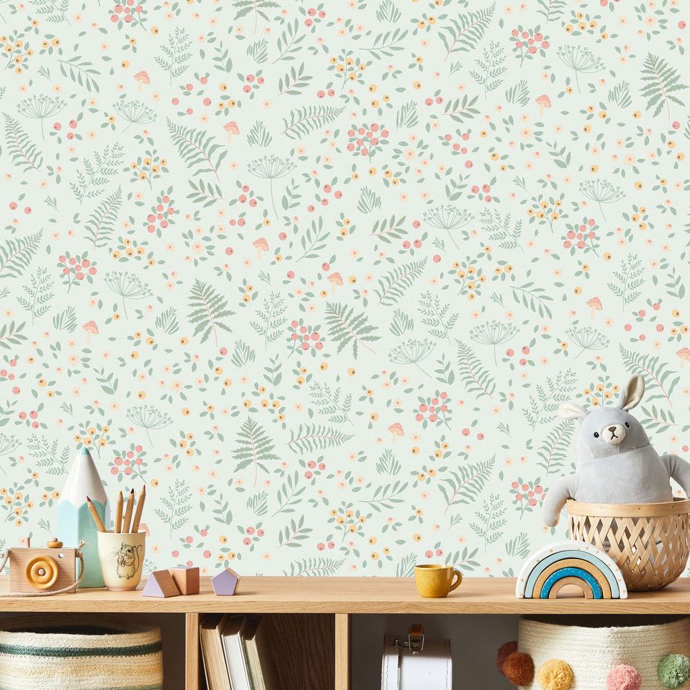 VEER DECOR Bramble & Bloom Green Wallpaper Kids;,Nurseries Kids Rooms, Nurseries Green  Wallpaper - VRSD04-66