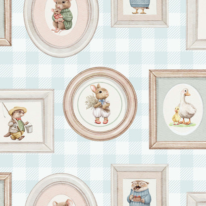 VEER DECOR Woodland Gallery Blue Wallpaper Kids;,Nurseries Kids Rooms, Nurseries Blue  Wallpaper - VRSD04-67