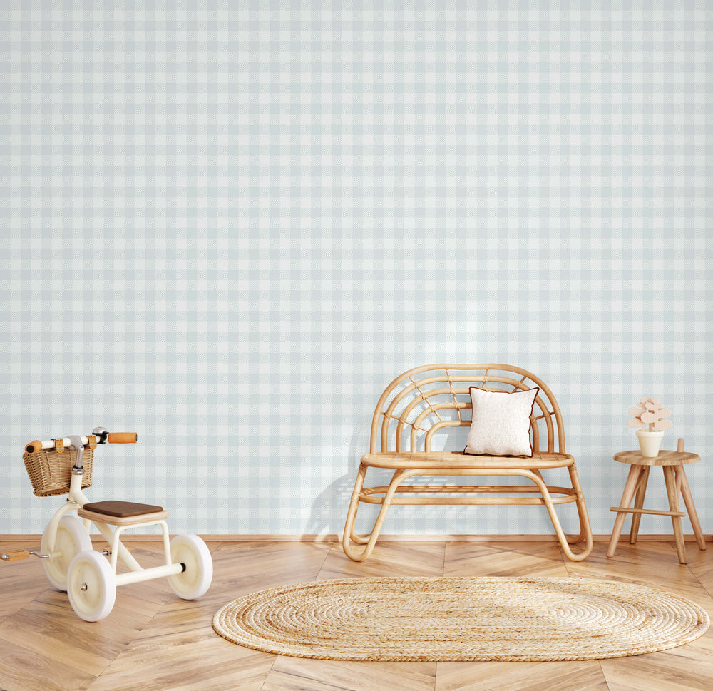 VEER DECOR Heritage Gingham Blue Wallpaper Kids;,Nurseries Kids Rooms, Nurseries Blue  Wallpaper - VRSD04-68