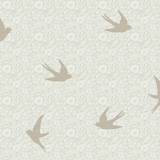 VEER DECOR Sparrow Silhouettes Green Wallpaper Kids;,Nurseries Kids Rooms, Nurseries Green  Wallpaper - VRSD04-70