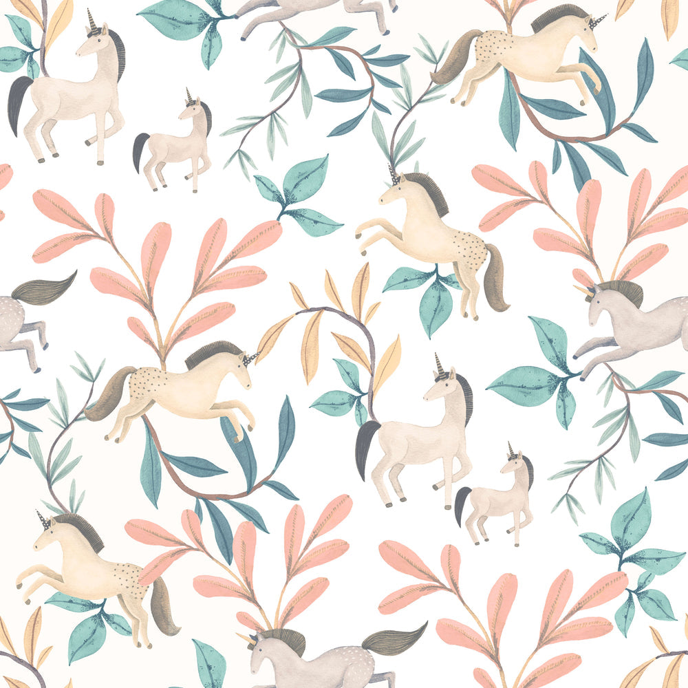 VEER DECOR Enchanted Unicorns Green Wallpaper Kids;,Nurseries Kids Rooms, Nurseries Green  Wallpaper - VRSD04-96
