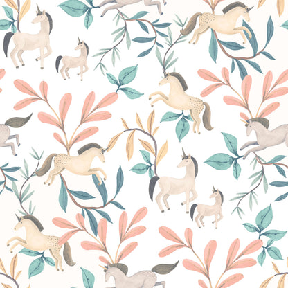 VEER DECOR Enchanted Unicorns Green Wallpaper Kids;,Nurseries Kids Rooms, Nurseries Green  Wallpaper - VRSD04-96