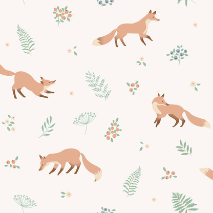 VEER DECOR Fox and Fern White Wallpaper Kids;,Nurseries Kids Rooms, Nurseries White  Wallpaper - VRSD07-64
