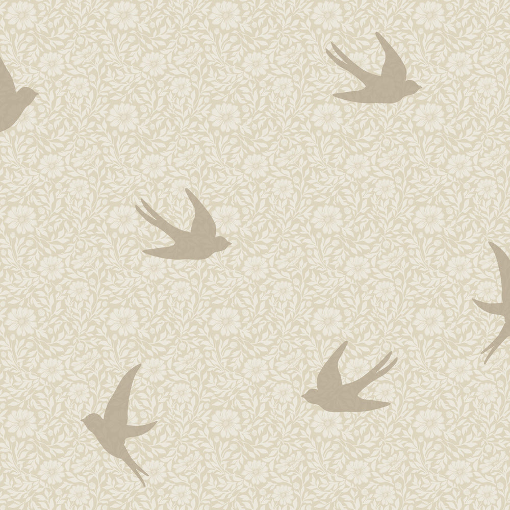 VEER DECOR Sparrow Silhouettes Beige Wallpaper Kids;,Nurseries Kids Rooms, Nurseries Beige  Wallpaper - VRSD07-70