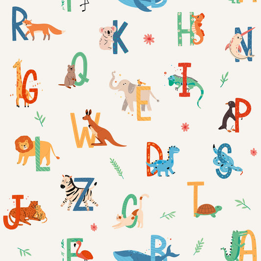 VEER DECOR Animal Alphabet Multicolor Wallpaper Kids;,Nurseries Kids Rooms, Nurseries Multicolor  Wallpaper - VRSD10-61