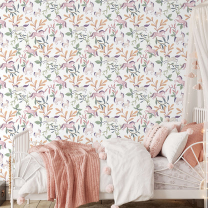 VEER DECOR Enchanted Unicorns Multicolor Wallpaper Kids;,Nurseries Kids Rooms, Nurseries Multicolor  Wallpaper - VRSD10-96