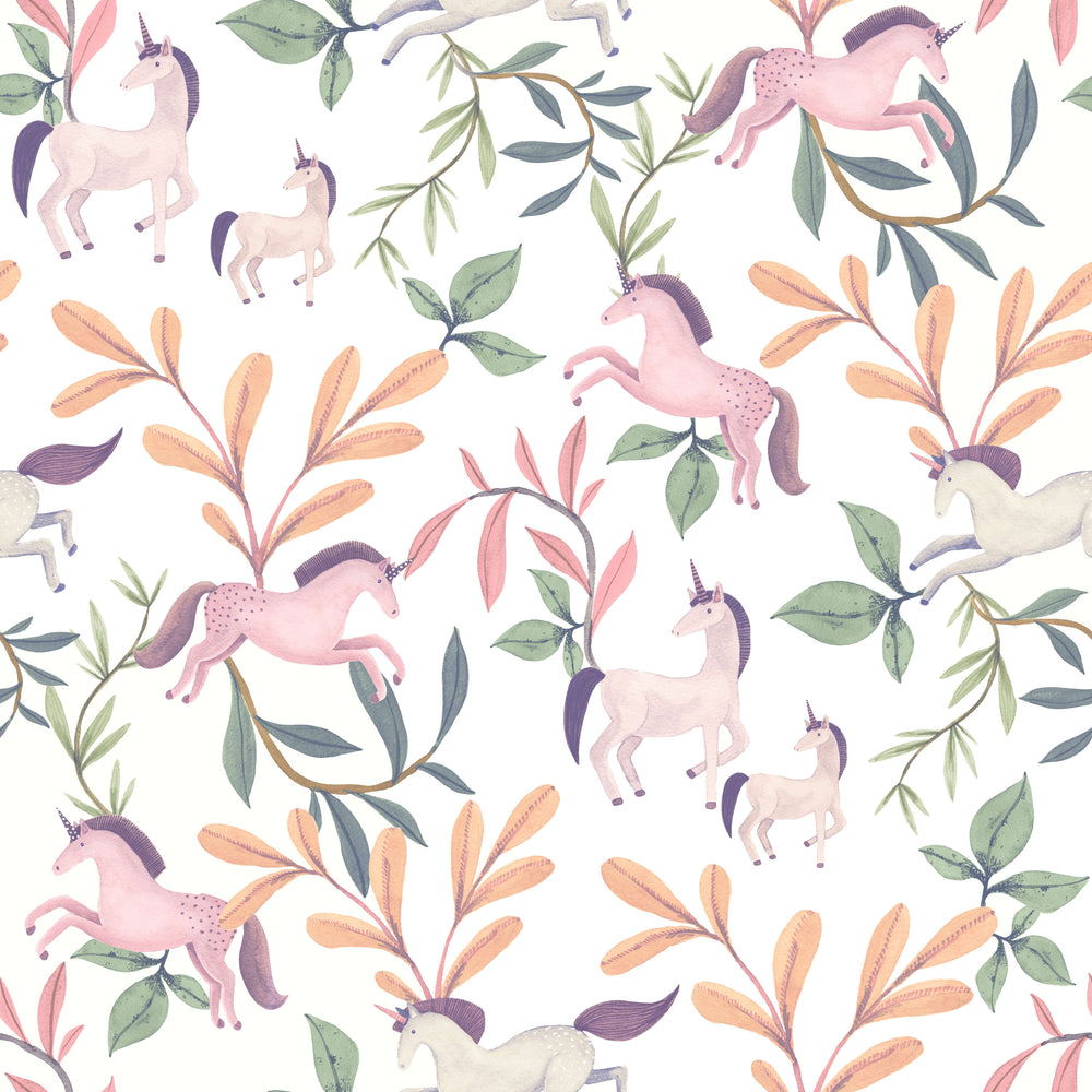 VEER DECOR Enchanted Unicorns Multicolor Wallpaper Kids;,Nurseries Kids Rooms, Nurseries Multicolor  Wallpaper - VRSD10-96