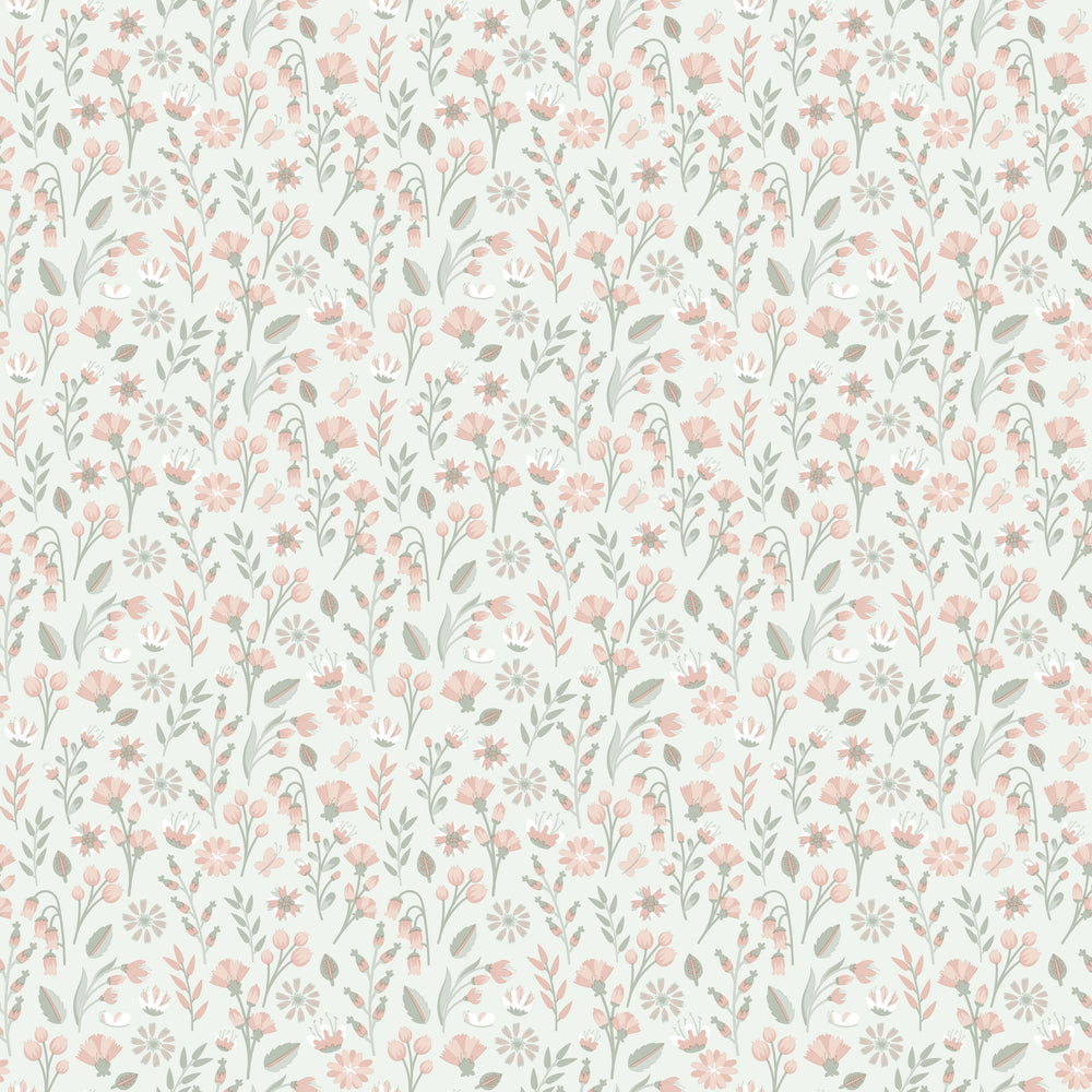 VEER DECOR Blushed Meadow Green Wallpaper Kids;,Nurseries Kids Rooms, Nurseries Green  Wallpaper - VRSD24-83