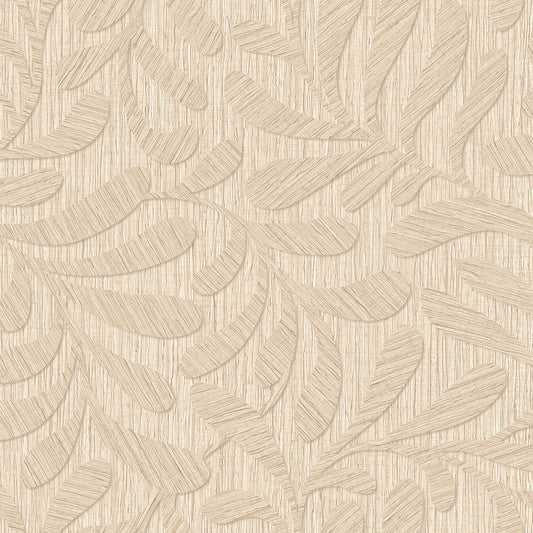 VEER DECOR Carved Foliage Natural Wallpaper Foliage, Transitional, Traditional, Contemporary Beige  Wallpaper - VRTN50-290
