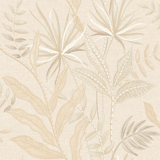 VEER DECOR Stitched Cream Savannah Tropical Transitional  Cream  Wallpaper - VRTN80-290